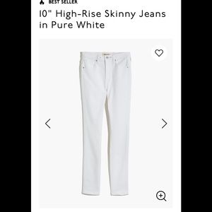 Madewell 10” High Rise White Skinny Jeans